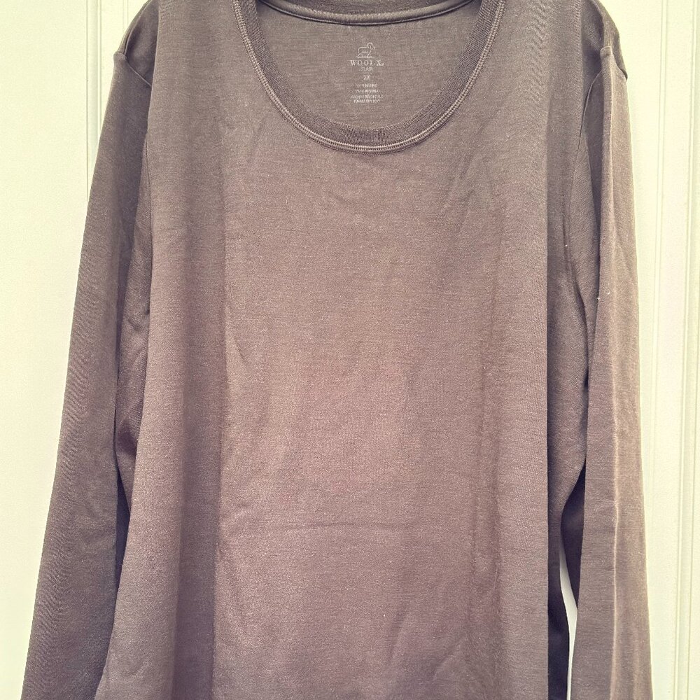 Woolx merino wool cold weather Dark Brown Long Sleeve Blair tunic Top, Size 2X